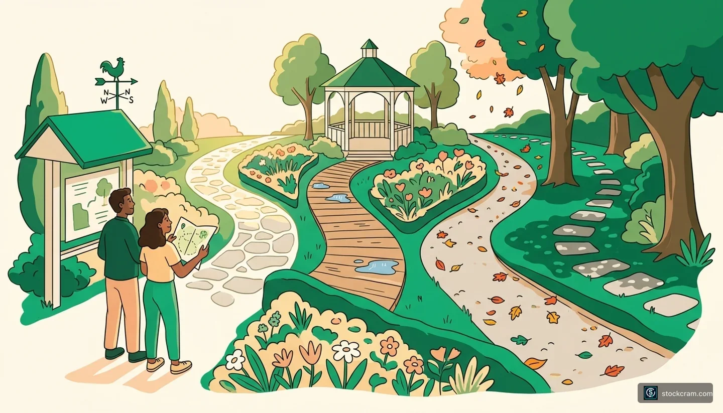 Common Algorithmic Strategies Explained — illustration of a friendly neighborhood park with four distinct pathways (stone