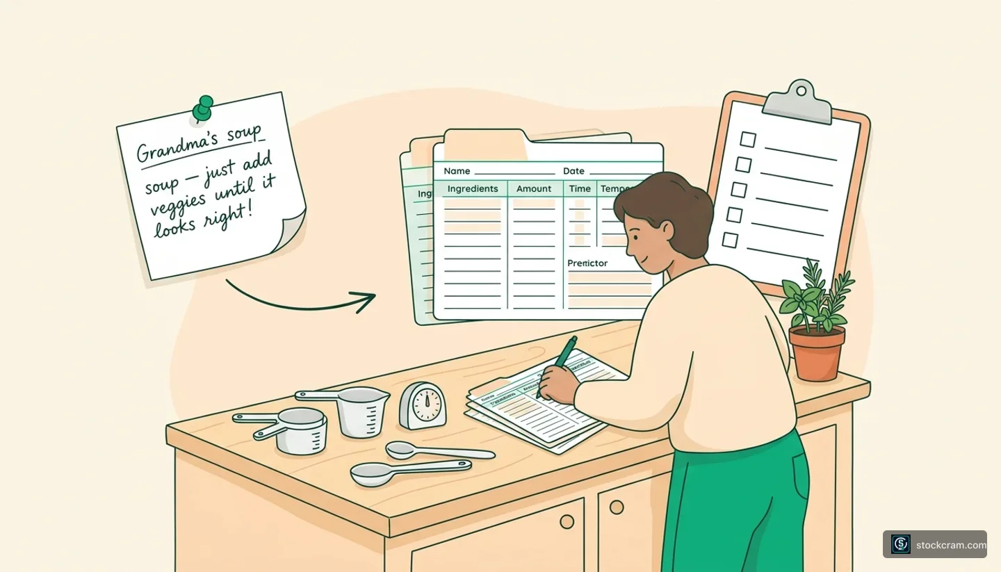 From Strategy to Rules — illustration of a friendly kitchen scene where someone is translating a casual handwritten note