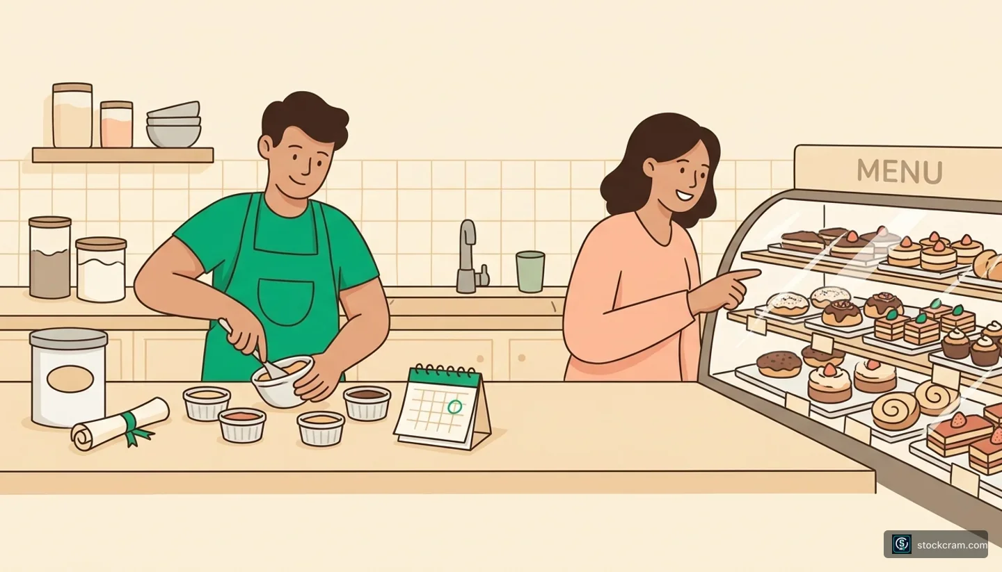 Bond Funds vs Individual Bonds — illustration of a warm kitchen counter scene showing two paths