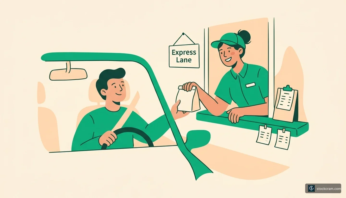Illustration: A market order is like ordering at a drive-thru where you get whatever's ready right now at the current price